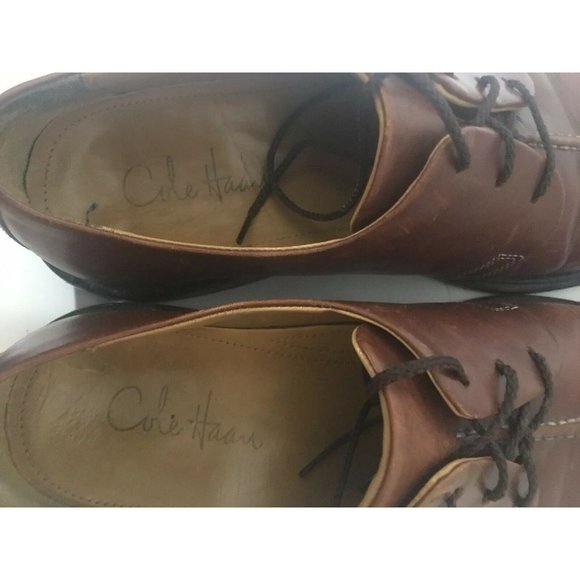 COLE HAAN Beckett Center Seam Cognac Lace Up Mens Dress Shoes Oxfords 10M C06400 - Picture 5 of 10
